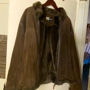 Brown shearling like coat.